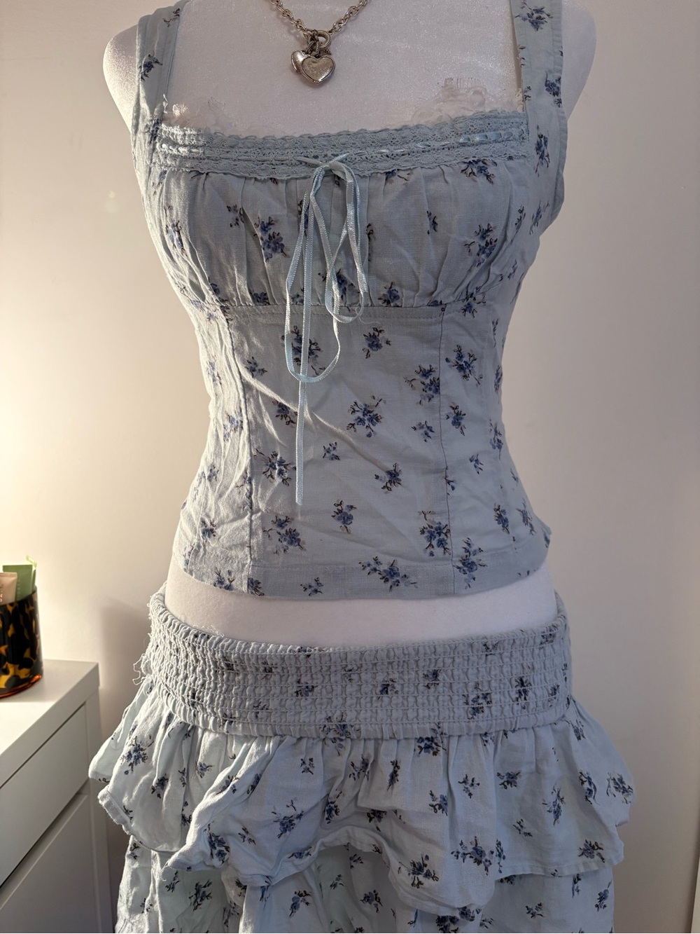 Stradivarius Light Blue Floral Two-Piece Set - Picture 3 of 5